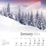 2014 Calendar January Stock Image Image Of Color Note 34138757