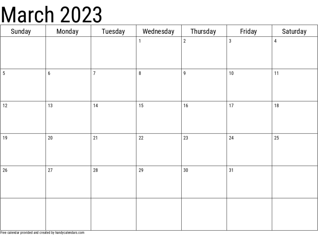 2023 March Calendars Handy Calendars
