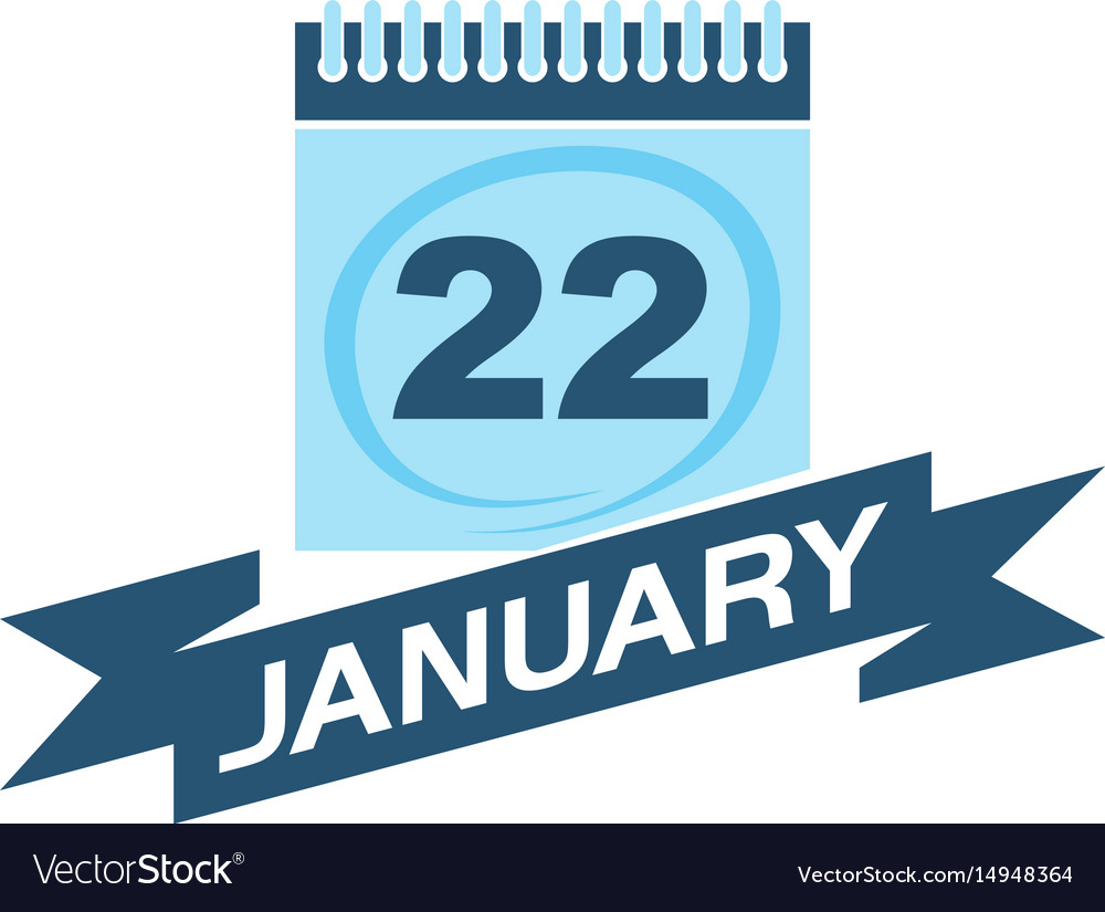 22 January Calendar With Ribbon Royalty Free Vector Image