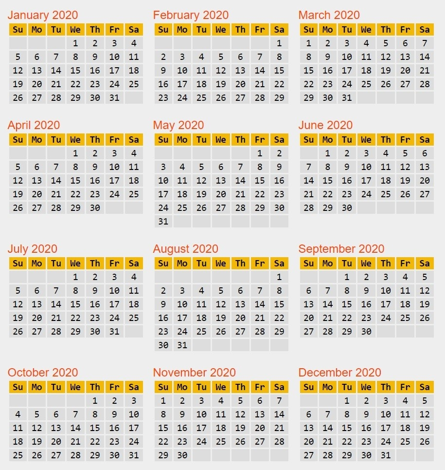 365 Day Julian Calendar January Template Calendar Design