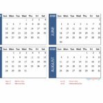 4 Month Calendar 2019 Printable January To December Free 