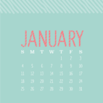 Aqua Coral Stripes January Calendar Phone Wallpaper Iphone Background