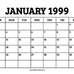 Calendar January 1999 Printable Old Calendars