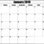 Calendar January 2019 Printable Large Printable Blank Calendar