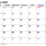 Calendar January 2022 UK With Excel Word And PDF Templates