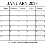 Download Printable January 2023 Calendars