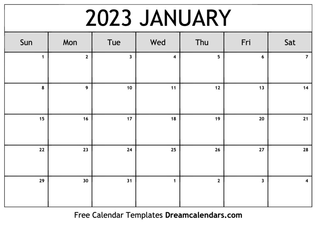 Download Printable January 2023 Calendars