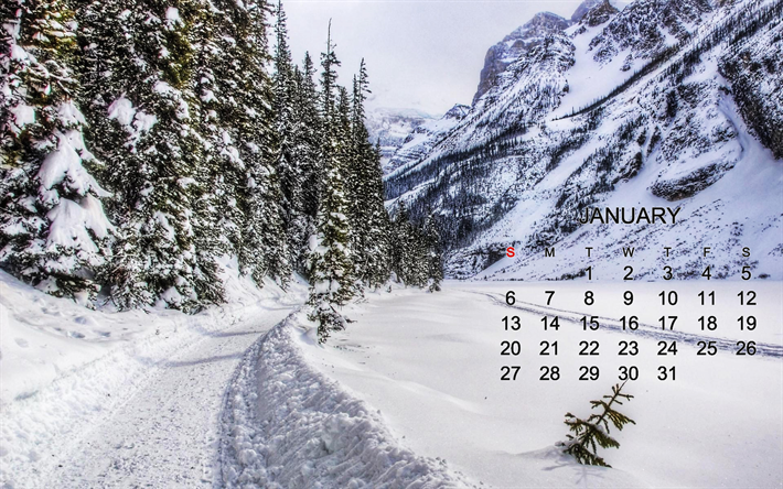 Download Wallpapers 2019 January Calendar Winter Background Art 2019 