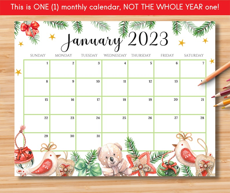 EDITABLE January 2023 Calendar New Year Planner Colorful Etsy New Zealand