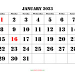 Free Download Printable January 2023 Calendar Large Font Design 