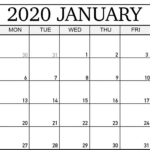 Free Editable January Calendar 2020 Blank Template