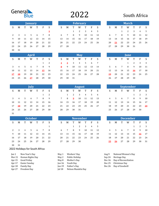 Free Printable Calendar In PDF Word And Excel South Africa 
