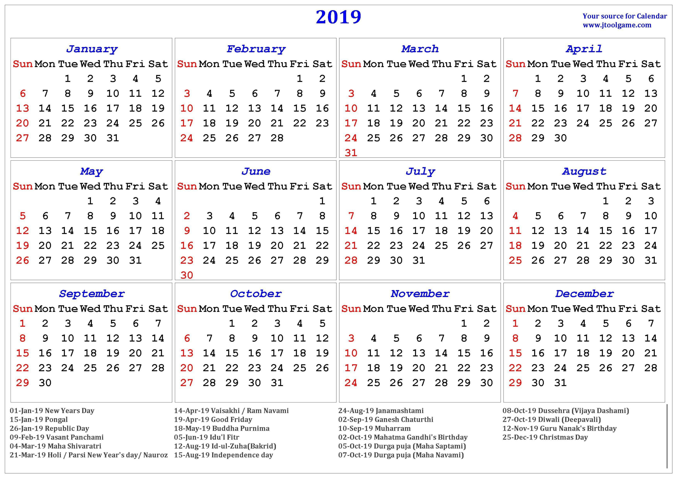 January Calendar Printable Gujarati