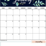 January 2018 Cute Calendar January Calendar Calendar Template