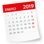 January 2019 Calendar Leaf Vector Illustration Spanish Version Stock