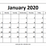 January 2020 Calendar September Calendar August Calendar October