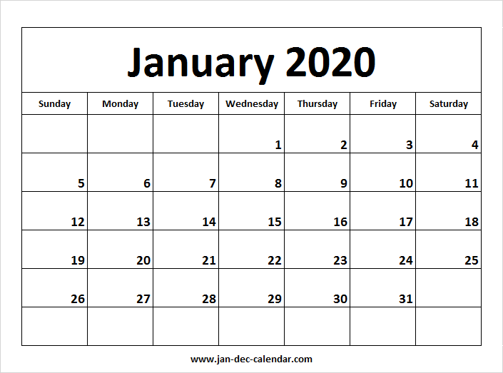 January 2020 Calendar September Calendar August Calendar October 