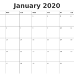 January 2020 Word Calendar