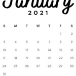 January 2021 Minimalist Printable Calendar Template Free Download