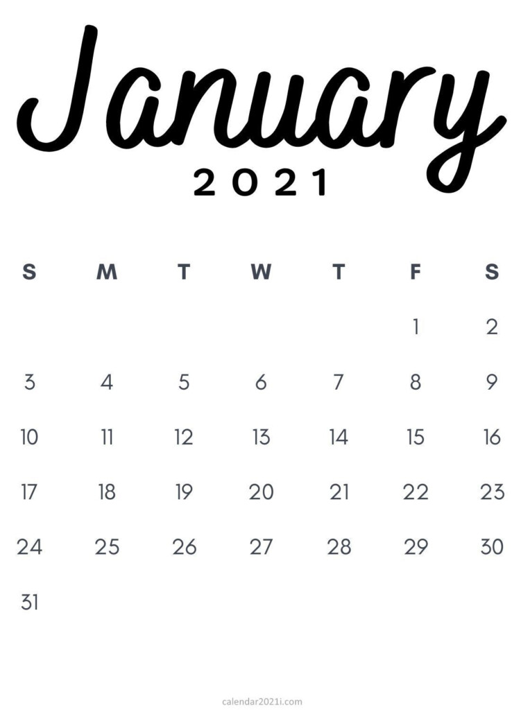 January 2021 Minimalist Printable Calendar Template Free Download 