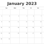 January 2023 Blank Monthly Calendar