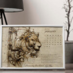 January 2023 Calendar Da Vinci Style Calendar Poster Monthly Etsy Canada