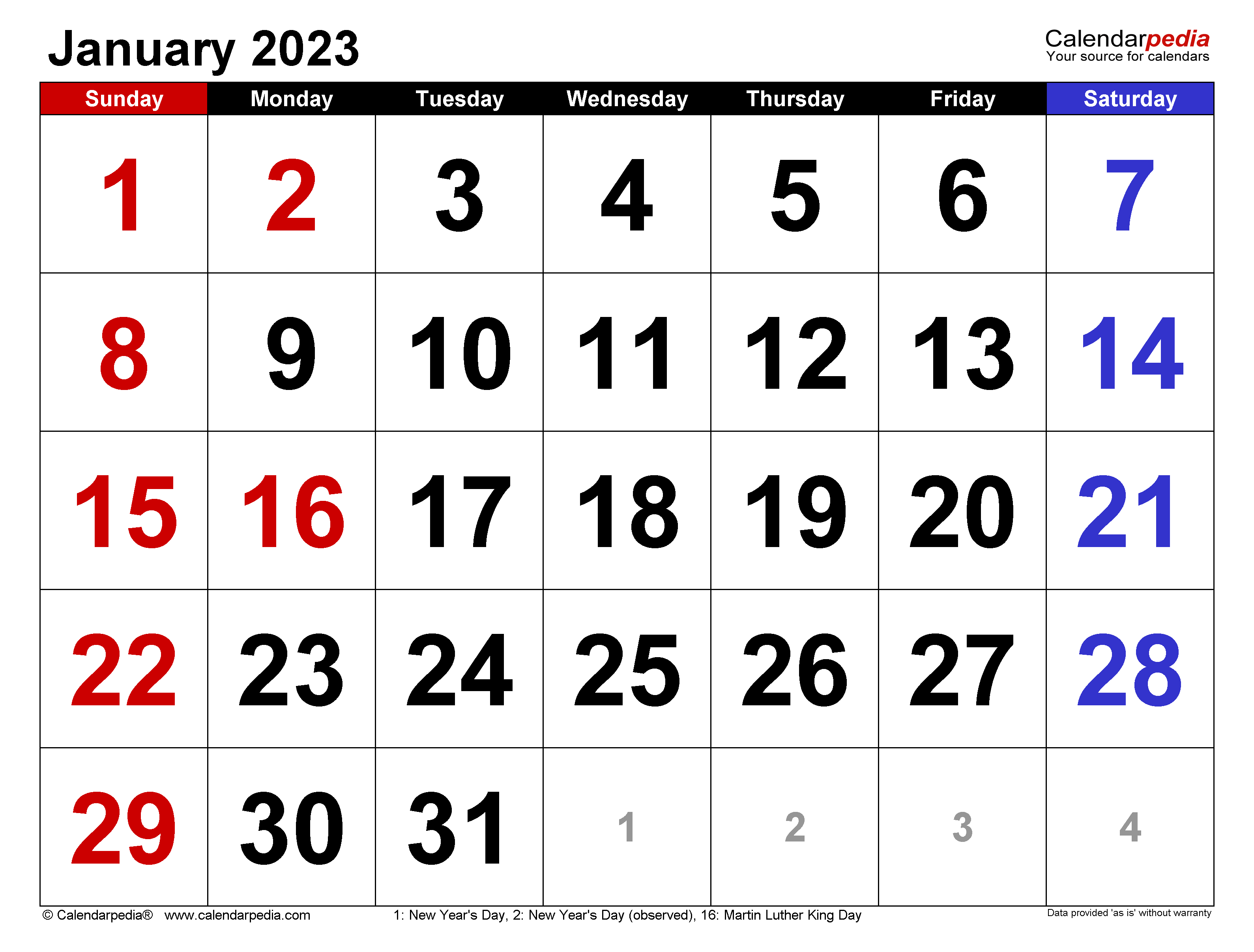 January 2023 Calendar Templates For Word Excel And PDF