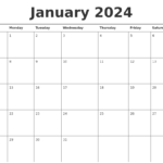 January 2024 Calendar Printable