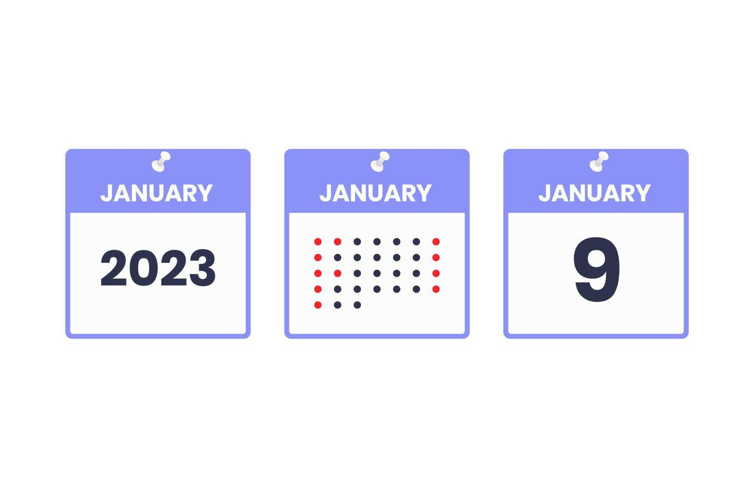 January 9 Calendar Design Icon 2023 Calendar Schedule Appointment