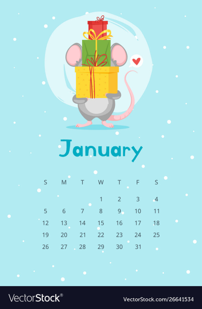 January Calendar Flat Template Royalty Free Vector Image