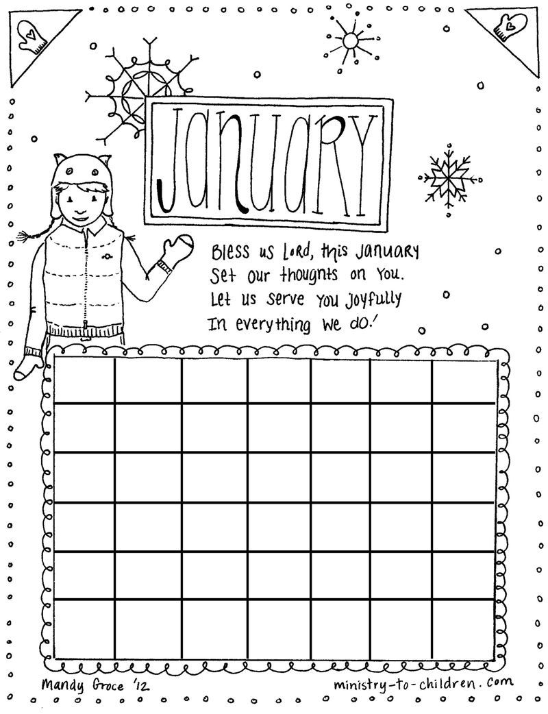 January Christian Calander Worksheet Object Lessons Children s