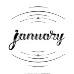 January Decorative Calendar Title Grunge Cursive Stock Illustration