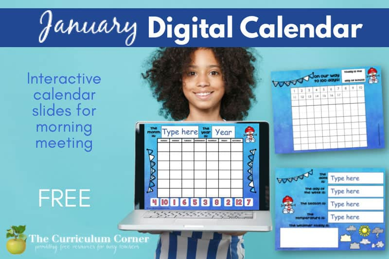 January Digital Calendar The Curriculum Corner 123