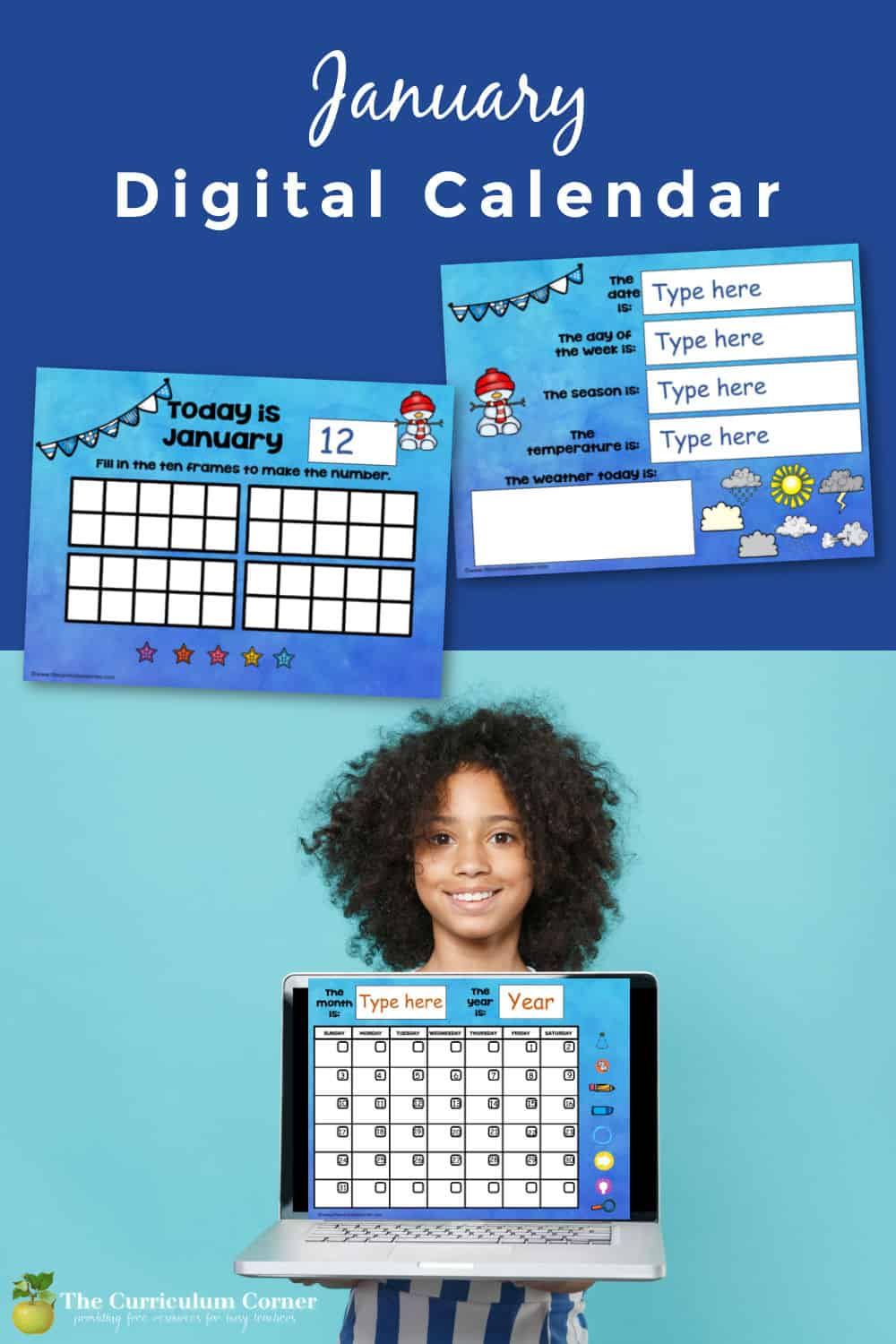 January Digital Calendar The Curriculum Corner 123