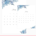 January Monthly Overview Floral Monthly Overview January Calendar A4 