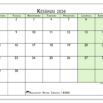 Kalenteri Kes kuu 2020 65MS Michel Zbinden FI Calendar Template 