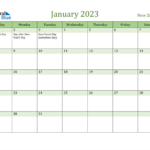 New Zealand January 2023 Calendar With Holidays