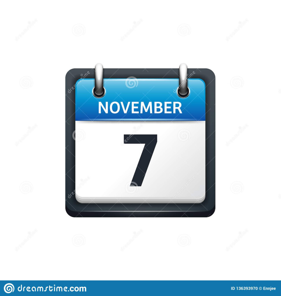 November 7 Calendar Icon Vector Illustration flat Style Month And Date 