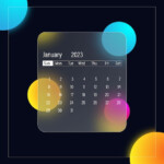 Premium Vector January 2023 Glass Effect Calendar Design Template