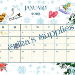 Printable Editable January Monthly Calendar 2023 Calendar Etsy