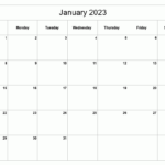 Printable January 2023 Calendar Classic Blank Sheet