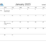 United States January 2023 Calendar With Holidays