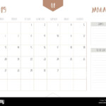 Vector Of Calendar 2019 January In Simple Clean Table Style With