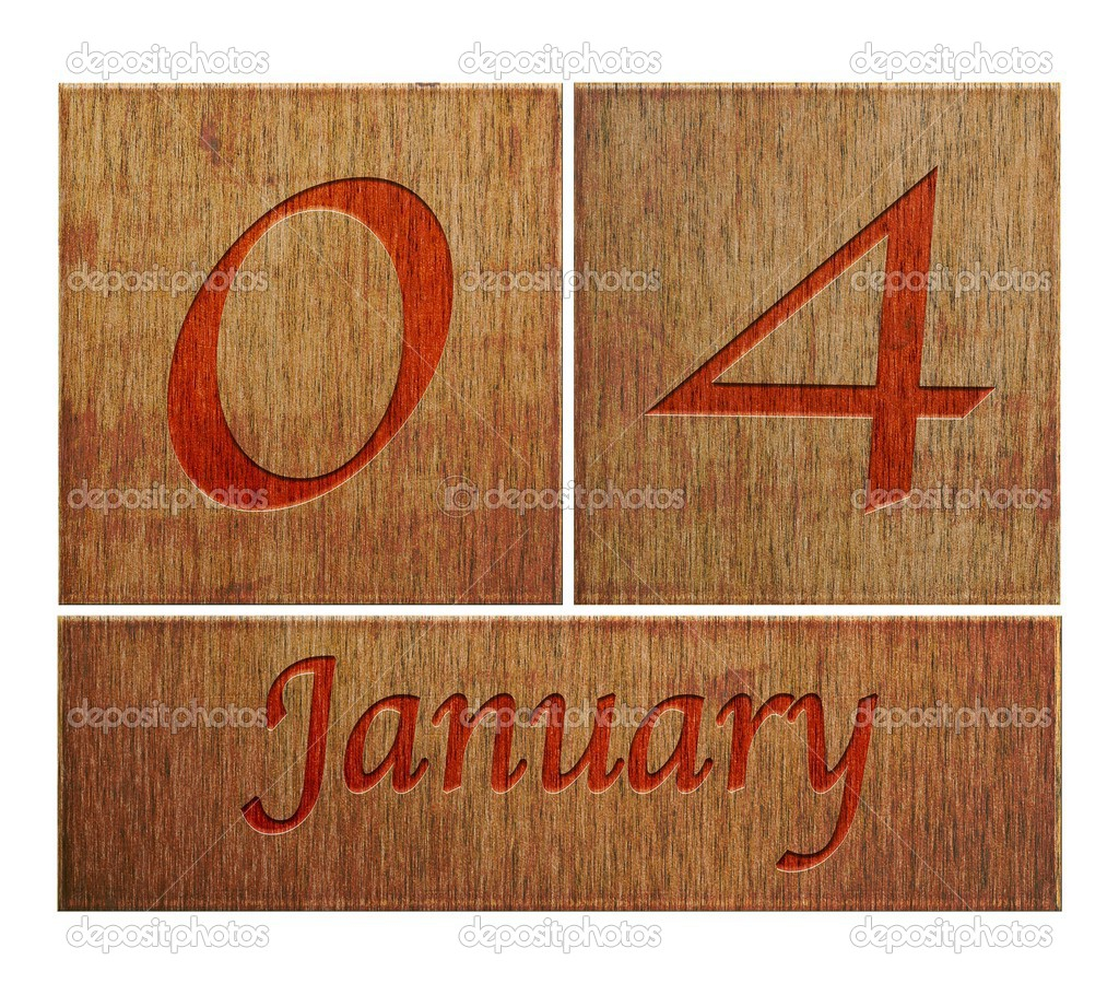 Wooden Calendar January 4 Stock Photo Image By StockPhotoAstur 