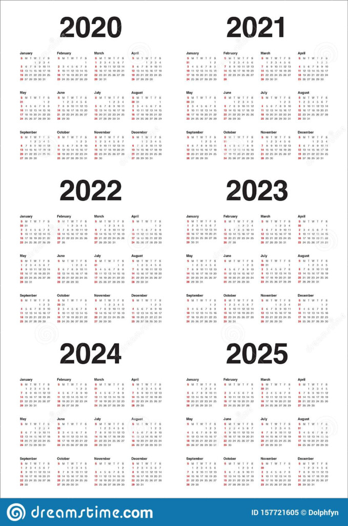 Year 2020 2021 2022 2023 2024 2025 Calendar Vector Design 2021 